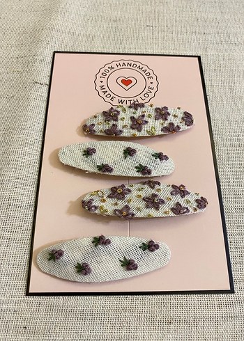 Mor Nakışlı Boncuklu Çocuk Toka Seti - Görsel 4