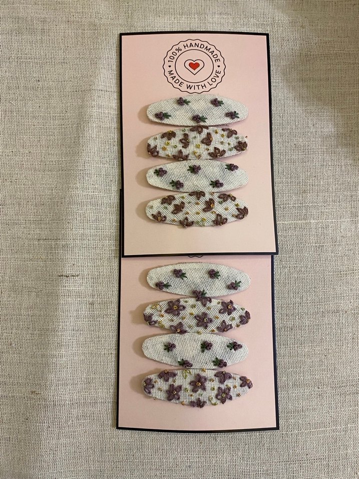 Mor Nakışlı Boncuklu Çocuk Toka Seti - Görsel 3