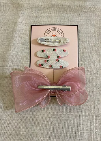 Nakışlı Pembe Fiyonk Toka Seti - Görsel 5