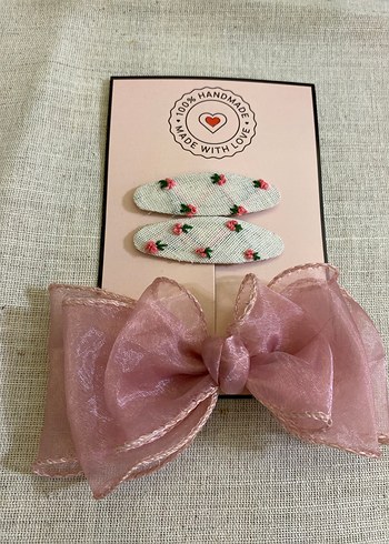 Nakışlı Pembe Fiyonk Toka Seti - Görsel 2