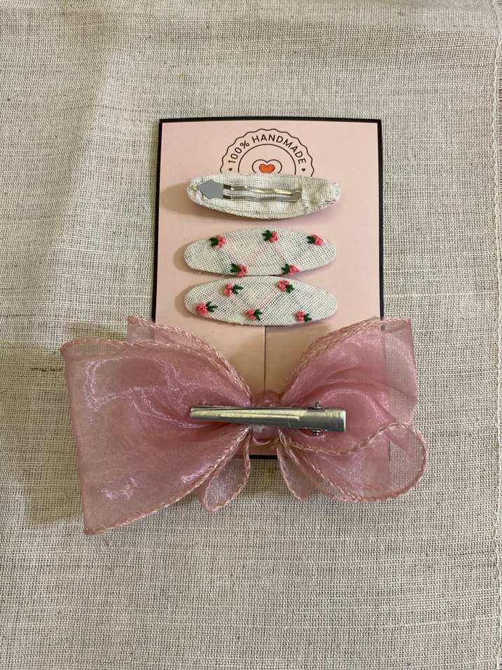 Nakışlı Pembe Fiyonk Toka Seti - Görsel 5