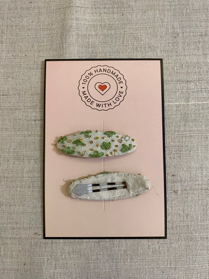 Nakışlı Boncuklu Yeşil Çocuk Toka Seti - Görsel 2