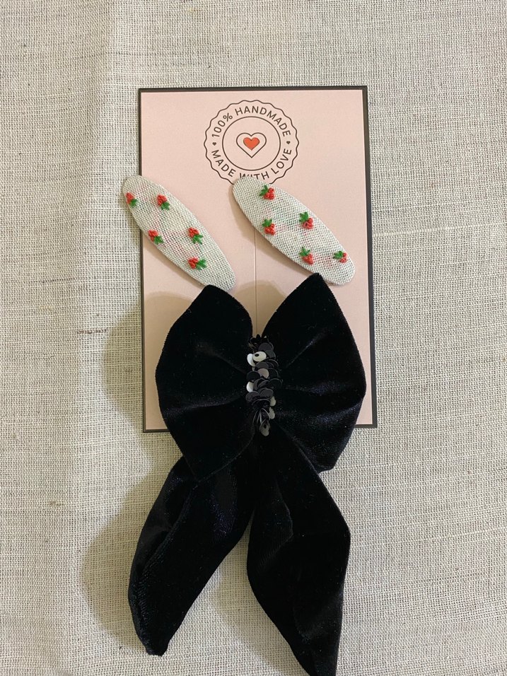 Bordo Nakışlı Gotik Fiyonk ve Çiçekli Toka Seti - Görsel 3