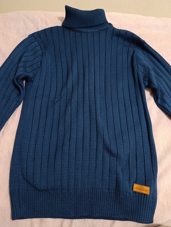 Lacivert Boğazlı Triko Kazak - Görsel 3