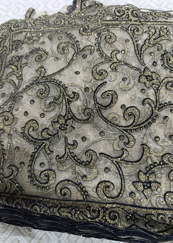 İşlemeli,simli,desenli salon örtüsü seti.12küçük,1 masa,1 büyük - Görsel 4