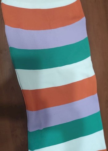 Çizgili Mini Halter Yaka Örme Atlet ve Etek takımı - Görsel 2