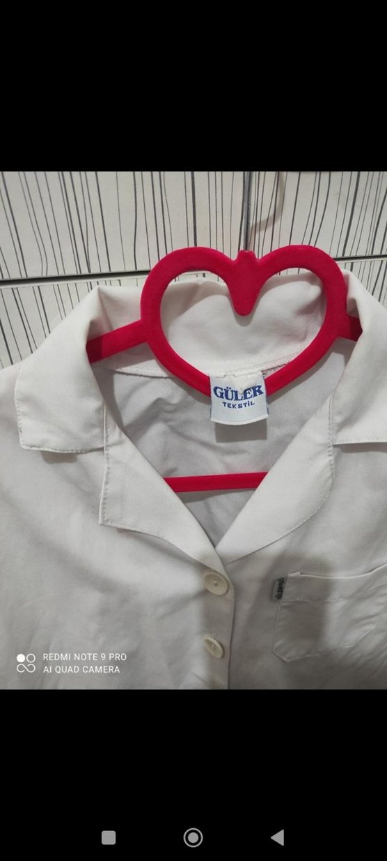 Kadın Beyaz Pamuklu Kısa Kollu Önlük - Görsel 2