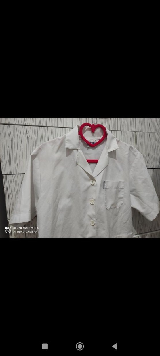 Kadın Beyaz Pamuklu Kısa Kollu Önlük - Görsel 3