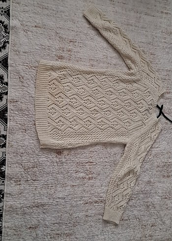 Bej Örgü Bohem Kadın Kazak 4 adet farklı renklerle - Görsel 2