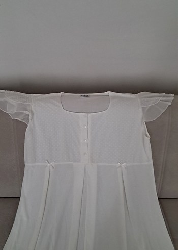 kısa kollubeyaz Gecelik - Görsel 2