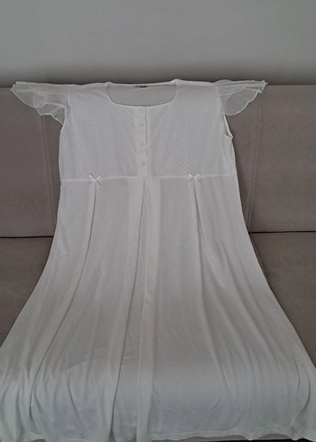 kısa kollubeyaz Gecelik - Görsel 3