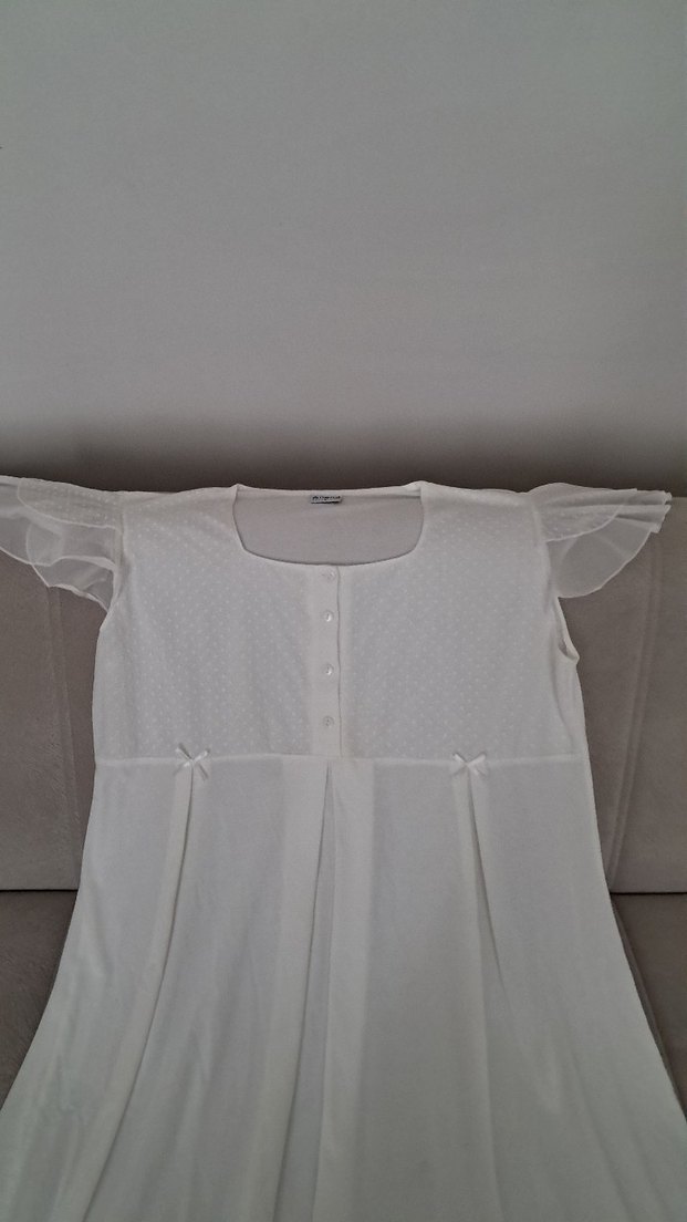 kısa kollubeyaz Gecelik - Görsel 2