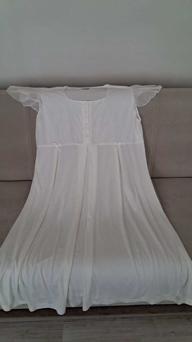 kısa kollubeyaz Gecelik - Görsel 3