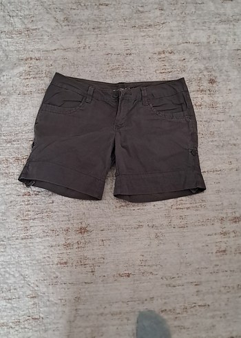 Kahverengi Pamuklu Kemerli Mini Şort