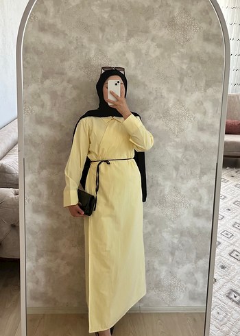 Sarı Yandan Bağlamalı Uzun Kadın Elbise