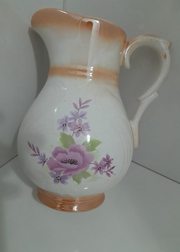 Pastel Beyaz Seramik Çiçekli Demlik - Görsel 3