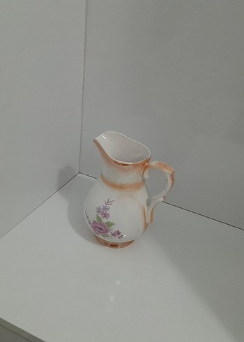 Pastel Beyaz Seramik Çiçekli Demlik - Görsel 5