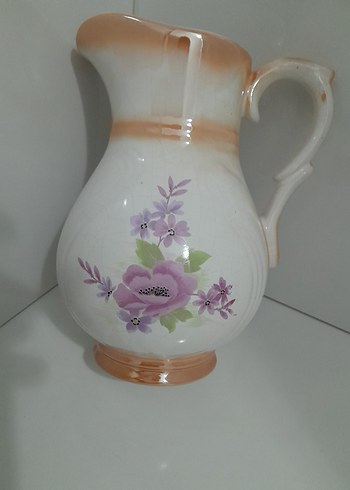 Pastel Beyaz Seramik Çiçekli Demlik - Görsel 6