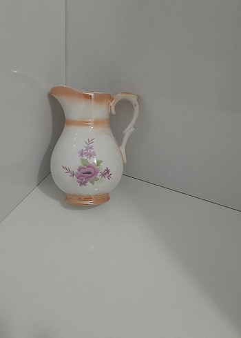 Pastel Beyaz Seramik Çiçekli Demlik - Görsel 4