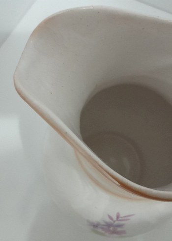 Pastel Beyaz Seramik Çiçekli Demlik - Görsel 2