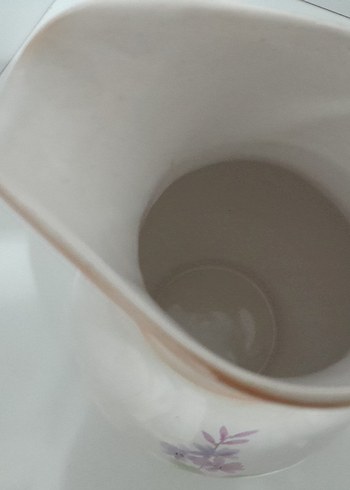 Pastel Beyaz Seramik Çiçekli Demlik - Görsel 7