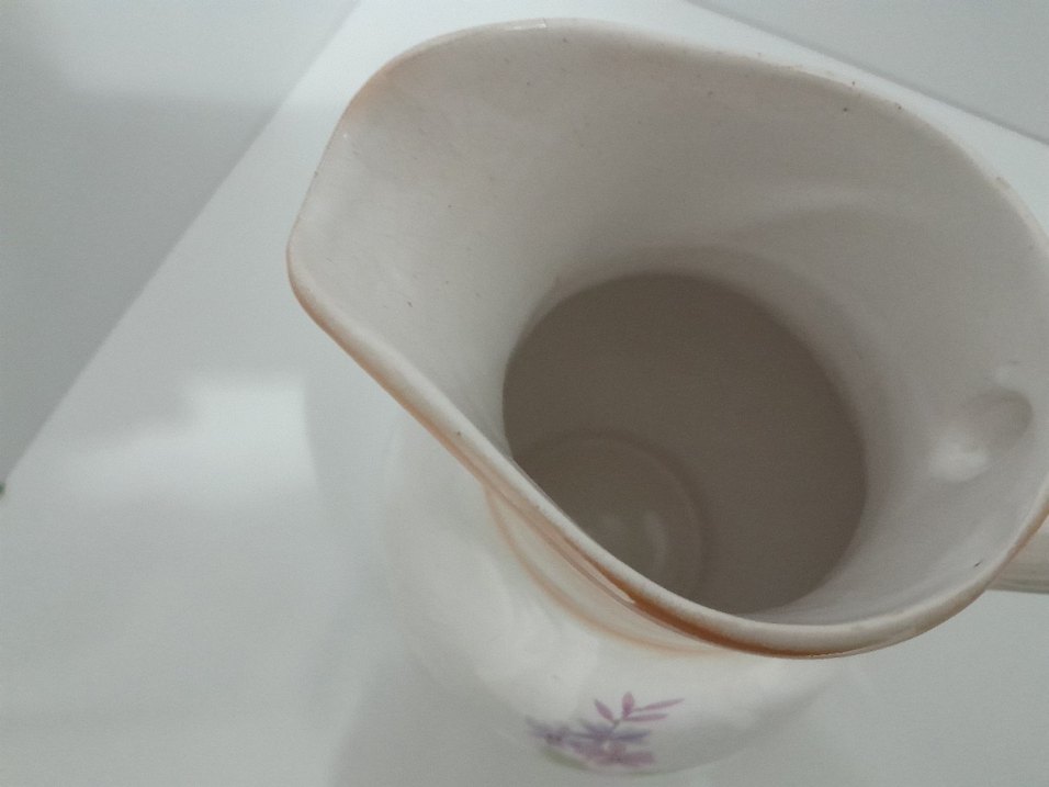 Pastel Beyaz Seramik Çiçekli Demlik - Görsel 2