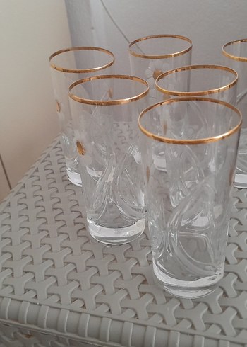 Altın Detaylı Şeffaf Su Bardakları - Görsel 3