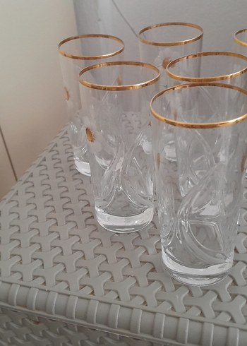 Altın Detaylı Şeffaf Su Bardakları - Görsel 2