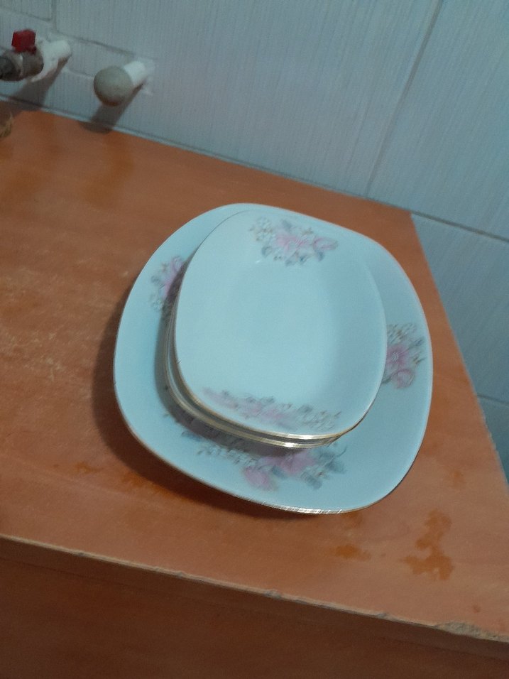 Pembe Pastel Çiçek Desenli Tabak - Görsel 3