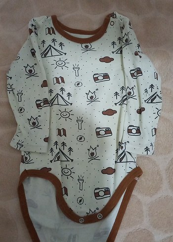 1 Yaş Beden yeşil Renk Uzun Kollu Bebek Çıtçıtlı Body