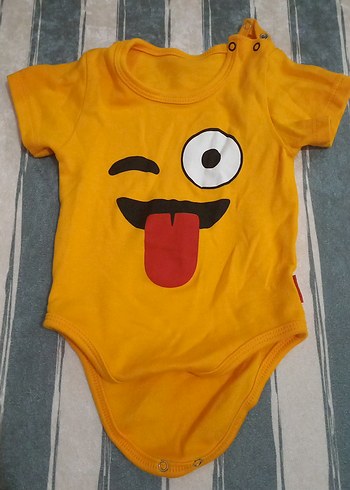 Sarı ve Beyaz Bebek Body, Düğmeli, Kısa Kollu - Görsel 3