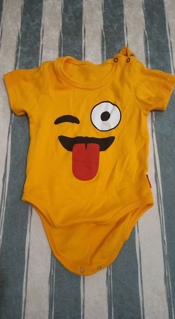 Sarı ve Beyaz Bebek Body, Düğmeli, Kısa Kollu - Görsel 3