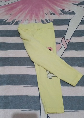 Kız Çocuk Sarı Baskılı Tayt - Görsel 2