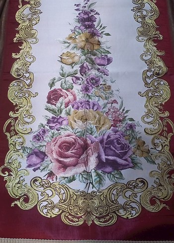 Çiçek Desenli Bordo Halı / İpek Seccade - Görsel 2