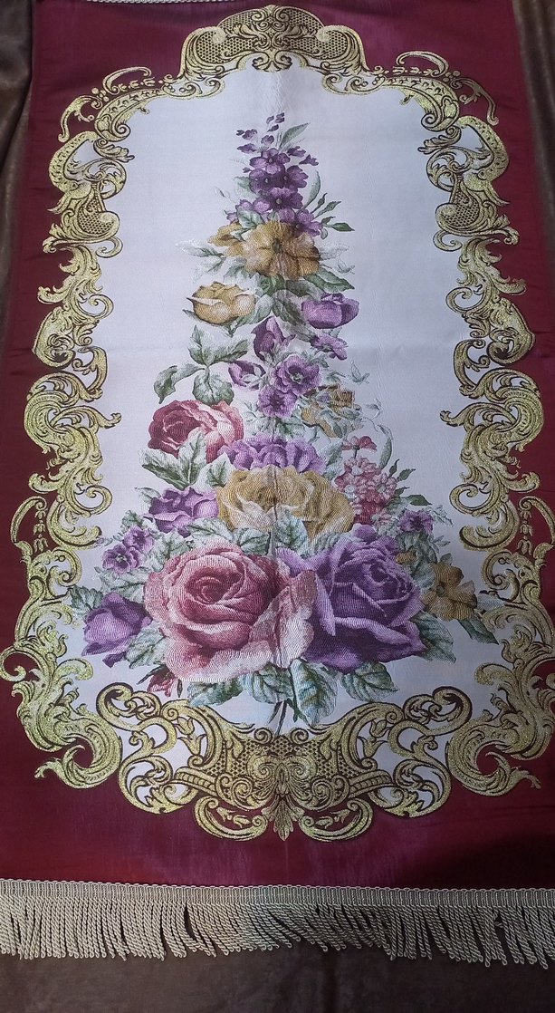 Çiçek Desenli Bordo Halı / İpek Seccade - Görsel 2