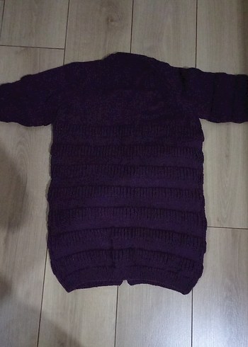 Mor Örgü Düğmeli Uzun Kollu Hırka - Görsel 3