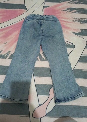 Kızlar için Mavi Batik Desenli Denim Pantolon - Görsel 3