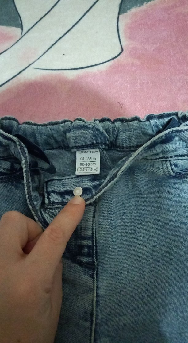 Kızlar için Mavi Batik Desenli Denim Pantolon - Görsel 2