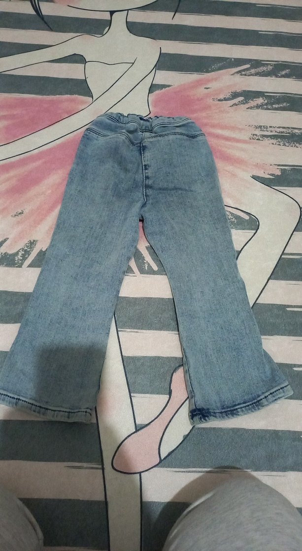 Kızlar için Mavi Batik Desenli Denim Pantolon - Görsel 3