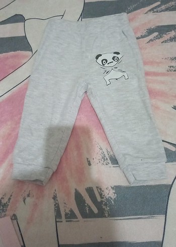 Kız Çocuk Gri ve Desenli Pamuklu Rahat Tayt - Görsel 3