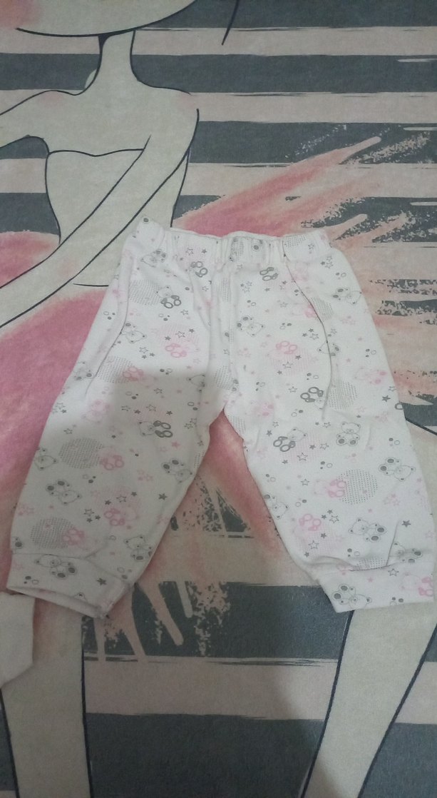 Kız Çocuk Beyaz Pamuklu Pantolon - Görsel 3