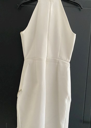 Beyaz Drapeli Mini Mezuniyet Elbisesi - Görsel 3