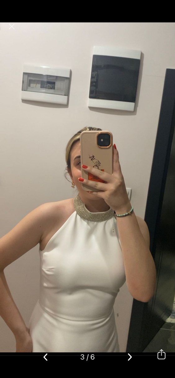 Beyaz Drapeli Mini Mezuniyet Elbisesi - Görsel 2