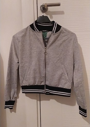 Gri Mini Kadın Bomber Ceket