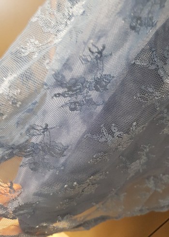 mavi Dantel Mini Elbise - Görsel 3