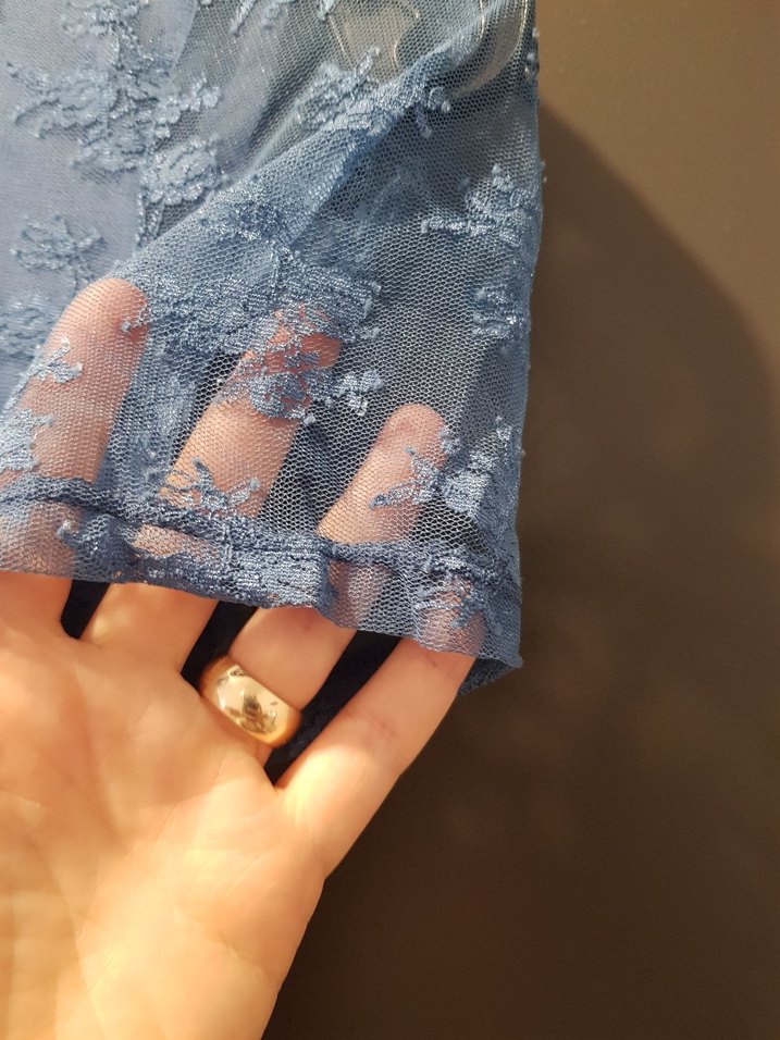 mavi Dantel Mini Elbise - Görsel 2