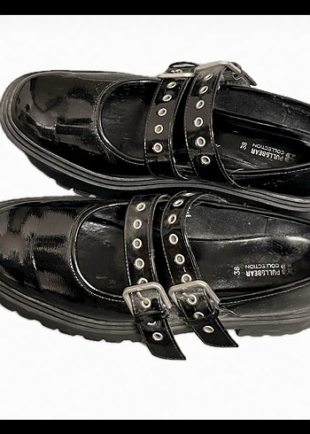 38 Beden Tokalı Siyah Platform Topuklu Loafer