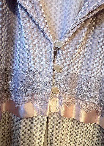 Nakışlı Uzun Kollu Bej Kadın Sabahlık - Görsel 2