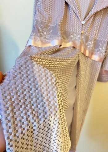 Nakışlı Uzun Kollu Bej Kadın Sabahlık - Görsel 7