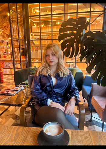 Kadın Mavi Deri Kemerli Mini Tulum - Görsel 5